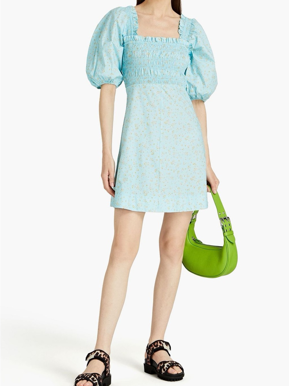 Nwot ganni cotton baby blue dress sz S - Picture 2 of 6